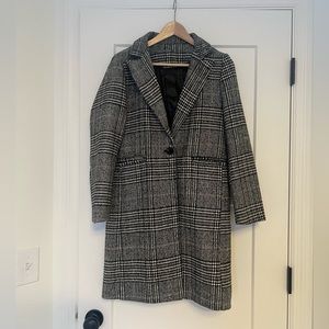 Grey plaid check fall winter jacket overcoat women’s small SHEIN fall coat